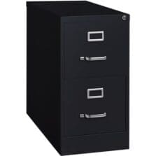 2-Drawer Vertical File, w/ Lock, 15"x26-1/2"x28-3/8", Black