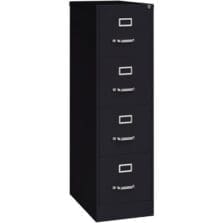 4-Drawer Vertical File, w/ Lock, 15"x25"x52", Black