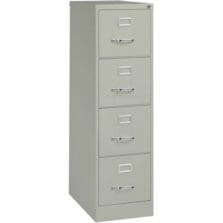 4-Drawer Vertical File, w/ Lock, 15"x25"x52", Light Gray