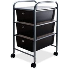3-Drawer Organizer, w/ Casters, Mobile, 13"x15-1/2"x27, Smoke