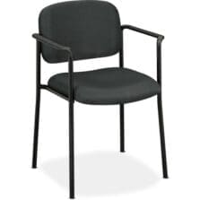 VL616 Stacking Guest Chair with Arms, Fabric Upholstery, 23.25" x 21" x 32.75", Charcoal Seat, Charcoal Back, Black Base