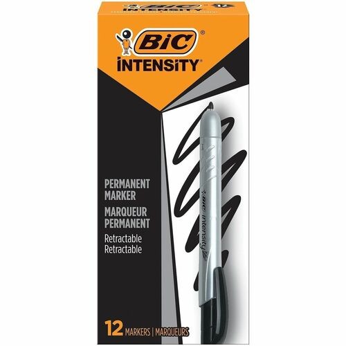 INTENSITY RETRACTABLE PERMANENT MARKER, FINE BULLET TIP, BLACK, DOZEN