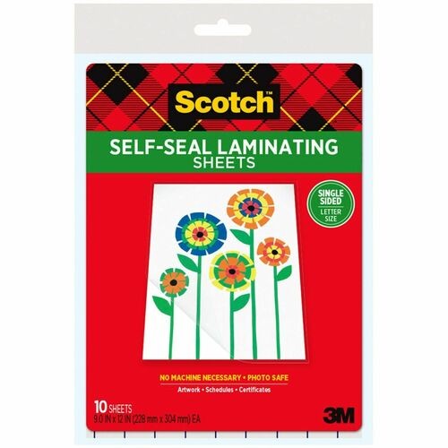 SELF-SEALING LAMINATING SHEETS, 6 MIL, 9.06" X 11.63", GLOSS CLEAR, 10/PACK