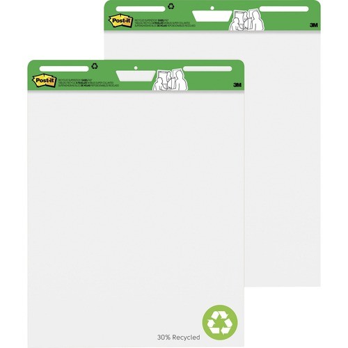 Vertical-Orientation Self-Stick Easel Pads, Green Headband, Unruled, 25 x 30, White, 30 Sheets, 2/Carton