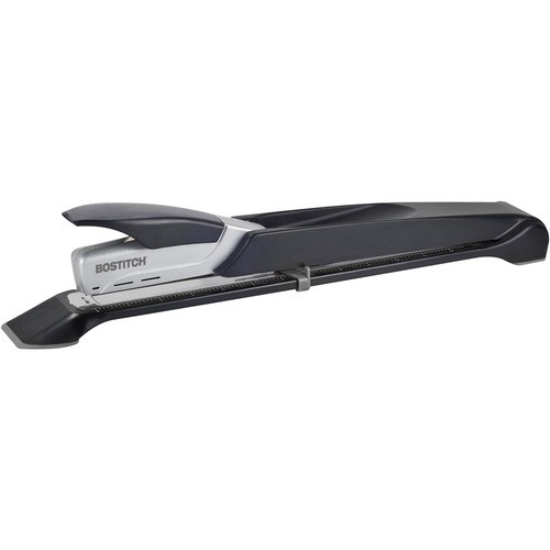 Long Reach Stapler, 25 Sht Cap., 12-1/2" Reach, Black/Silver