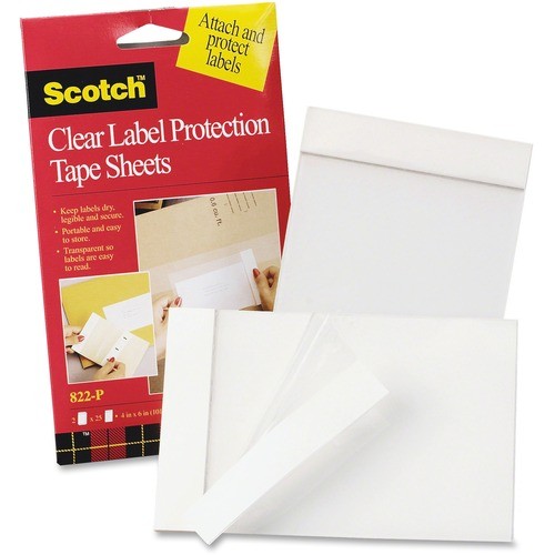 SCOTCHPAD LABEL PROTECTION TAPE SHEETS, 4" X 6", CLEAR, 25/PAD, 2 PADS/PACK