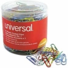 Plastic-Coated Paper Clips with One-Compartment Dispenser Tub, #1, Assorted Colors, 500/Pack