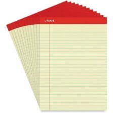 Perforated Ruled Writing Pads, Wide/Legal Rule, Red Headband, 50 Canary-Yellow 8.5 x 11.75 Sheets, Dozen