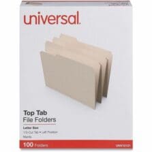Top Tab File Folders, 1/3-Cut Tabs: Left Position, Letter Size, 0.75" Expansion, Manila, 100/Box