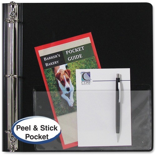Peel and Stick Add-On Filing Pockets, 8.5 x 11, Clear, 10/Pack
