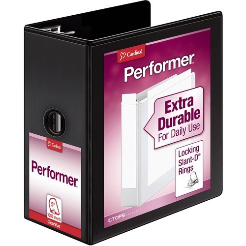 Clearvue Locking D-Ring Binder, 5" Cap, 11"x8-1/2", Black