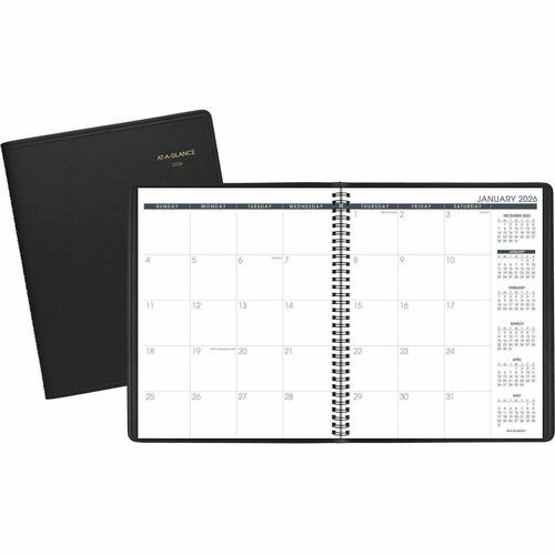 Monthly Planner, 11 x 9, Black Cover, 15-Month: Jan 2026 to Mar 2027
