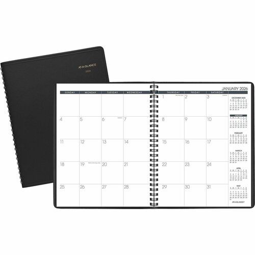 Monthly Planner, 8.75 x 7, Black Cover, 12-Month (Jan to Dec): 2026