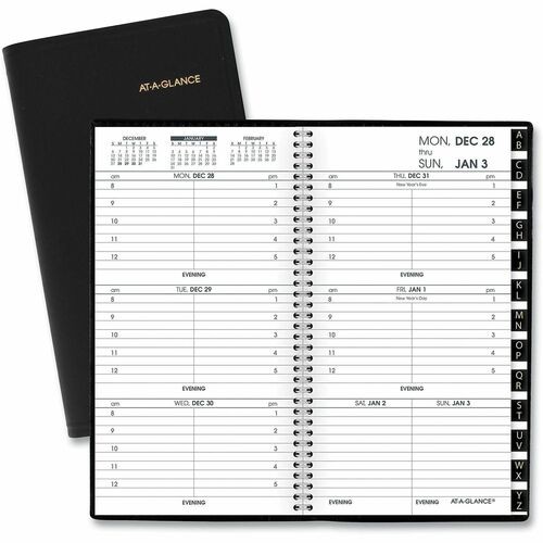 Wkly Appt Bk, Jan-Dec, 2PPW, Refillable, 3-1/4"x6-1/4"Pg Sz, BK