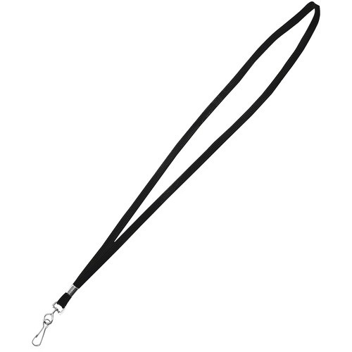 Deluxe Lanyards, Metal J-Hook Fastener, 36" Long, Black, 24/Box
