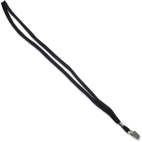 Deluxe Safety Lanyards, Metal Clip Fastener, 36" Long, Black, 24/Box