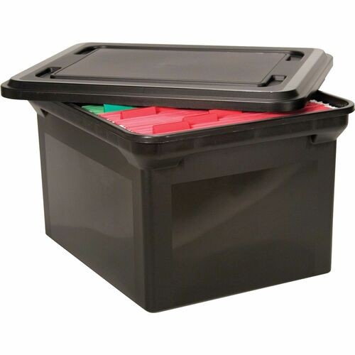 File Tote with Lid, Letter/Legal Files, 14.25" x 18" x 10.88", Black