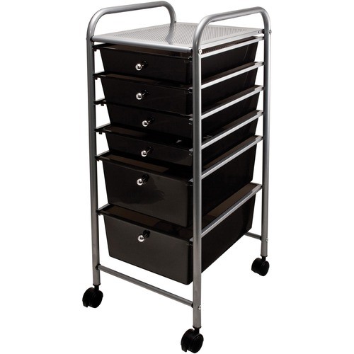 Mobile Organizer, 6-Drawer, 32"x15.25"x, 13", Smoke