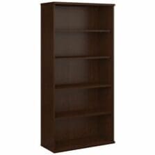 Bookcase, 5-Shelf, 3Adj Shelves, 36"x16"x72.8", Mocha Cherry