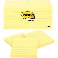 Post-it Notes, Lined, 3"x3", 100 Sheets/PD, 12/PK, Yellow