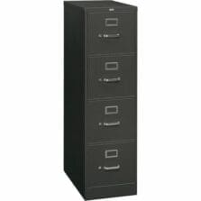 Vertical File, 4-Drawer w/ Lock, 52"x15"x26-1/2", Charcoal