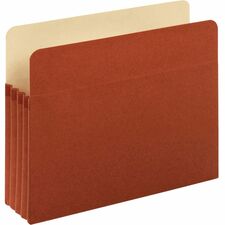 File Pocket, w/Top-Tab, 3-1/2" Expansion, Letter, 5/PK, Red Rope