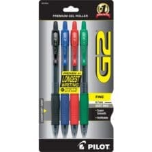 Gel Pen, Retractable/Refillable, Fine Point, 4/PK, Assorted