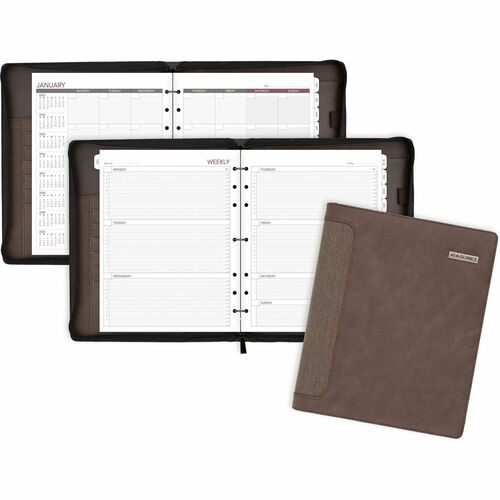 Planner Binder, 3/4" Rings, 3 Rings, 10-1/2"x12-1/2", Brown