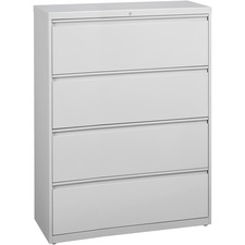 Lateral File, 4-Drawer, 42"x18-5/8"x52-1/2", Lt Gray