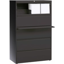 Lateral File, 5-Drawer, 36"x18-5/8"x67-11/16", Charcoal