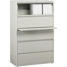 Lateral File, 5-Drawer, 36"x18-5/8"x67-5/8", Lt Gray