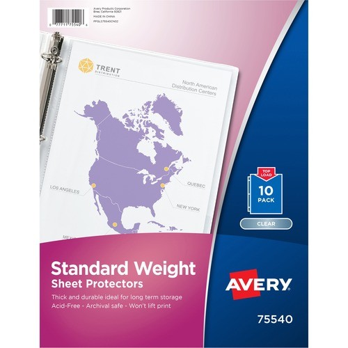Sheet Protectors, 3-Hole, Top-Load, 8-1/2"x11", 10/PK, Clear