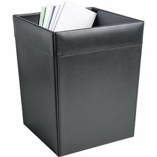 Wastebasket, Classic Leather, 14 QT, 9-1/2"x9-1/2"x12", BK