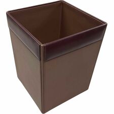 Wastebasket, Mocha Leather, 14 QT, 9-1/2"x9-1/2"x12", BN
