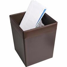 Wastebasket, Chocolate Leather, 14 QT, 9-1/2"x9-1/2"x12", BN