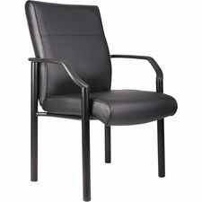 Chair, Guest, LeatherPlus, 4-Leg, 26"x25-1/2"x35-1/2", BK