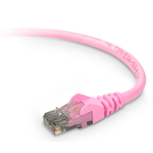 15FT CAT6 SNAGLESS PATCH CABLE, UTP, PINK PVC JACKET, 23AWG, 50 MICRON, GOLD PLA