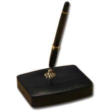 Pen Stand, Single, 3-3/4"Wx4-3/4"x1-1/10"H, Black/Gold