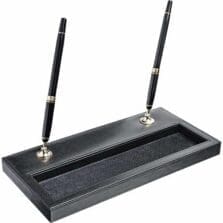 Pen Stand, Double, w/ Storage, 5-2/5"x11-1/10"x1", BK