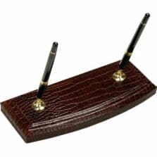Pen Stand, Double, Crocodile, 9-1/4"x4-1/4"x8", BN