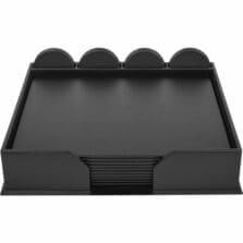 Conference Room Set, Rnd Coasters, 23 Pc, 18-1/4"x16-1/2"x4", BK