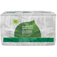 Recycled Napkins, 1-Ply, 11-1/2"x12-1/2", 250/PK, White