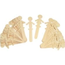 Wood Craft Sticks, People Shaped, 5-1/2"H, 36/PK, Natural