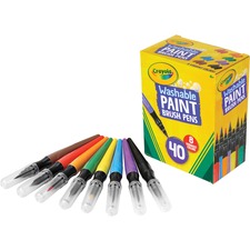 Paint Brush Pens, No Drip, 40/BX, Assorted