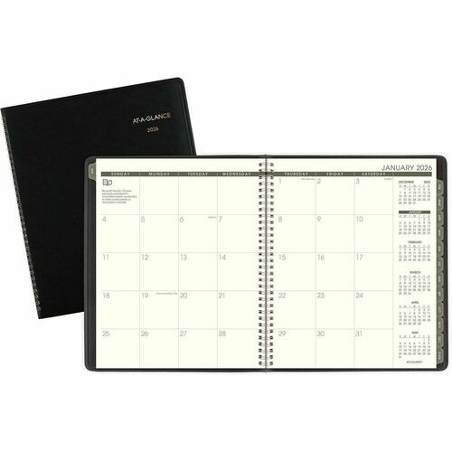 Recycled Monthly Planner, 11 x 9, Black Cover, 13-Month: Jan 2026 to Jan 2027