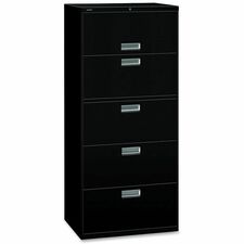 Lateral File, 5 Drawer, w/Lock, 30"x18"x64-1/4", Black