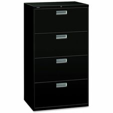 Lateral File, 4 Drawer, w/Lock, 30"x18"x52-1/2", Black