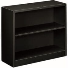 2 Shelf Metal Bookcase, 34-1/2"x12-5/8"x29", Black