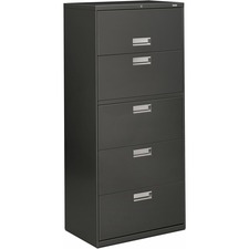 Lateral File, 5 Drawer, w/Lock, 30"x18"x64-1/4", Charcoal