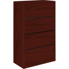 Lateral File, 4-Drawer, 36"x20"x59-1/8", Mahogany